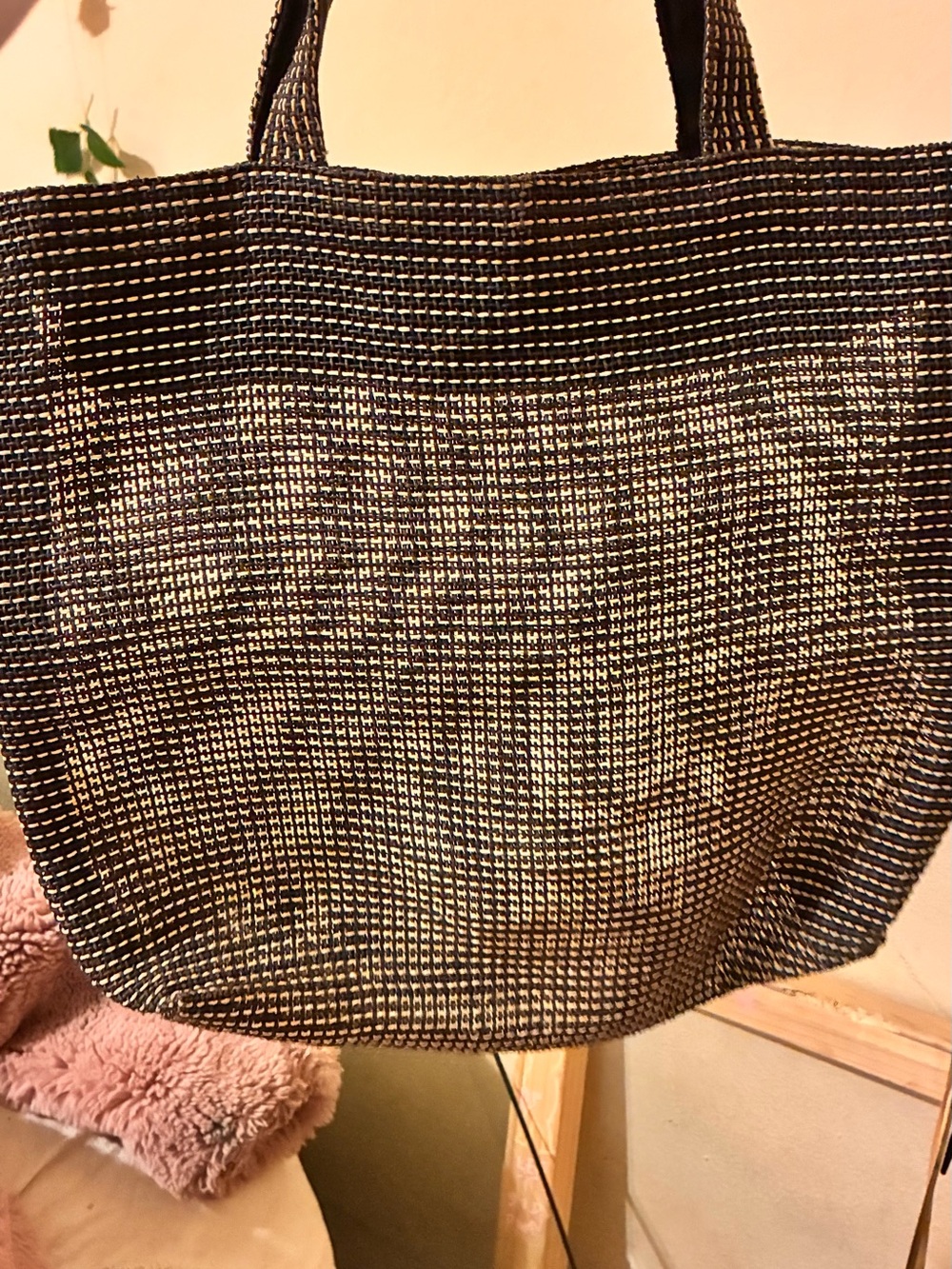 Hermes collab Ritva Puotila, Designer BeachShopping Bag, Late 1980s woodnote